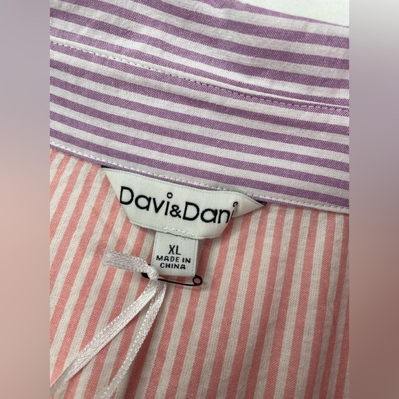 NWT Davi Dani Pastel Multicolored Button Front Casual Shirt Striped Size XL - Picture 3 of 8